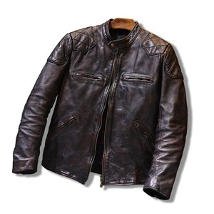 New Fashion Distressed Vintage <strong>Leather</strong> <strong>Jacket</strong> Men - Genuine <strong>Lambskin</strong> Mens <strong>Leather</strong> <strong>Jacket</strong> Brown With Top Quality Material - Product Image 2