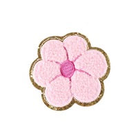 Vente en gros de patchs en chenille à bord doré avec broderie de style rose commun et patchs thermocollants à paillettes