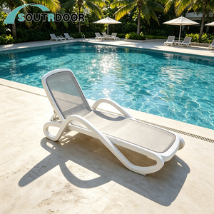 Chaise longue <span class=keywords><strong>de</strong></span> jardin moderne S&R, chaise longue portable en plastique pour l'extérieur, pour la plage, la <span class=keywords><strong>piscine</strong></span>, la cour, l'hôtel, le salon, la villa - Product Image 3