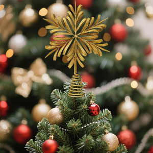Dropshipping Shopify Iron Christmas <b>Tree</b> Topper Star <b>Ornament</b> Holiday Scene Decor Gold Silver Snowflake - Product Image 2
