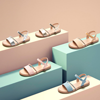 Sandales plates d'été roses tissées avec strass et double bride à la cheville pour filles, fermeture auto-agrippante, tige en PU, chaussures décontractées