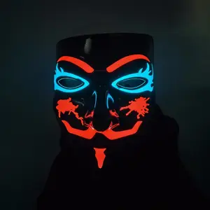Light Up Máscara Brilhante Assustador Cosplay Masquerade Costume Glow LED 3D Máscara Para O Evento Do Partido Do Dia Das Bruxas