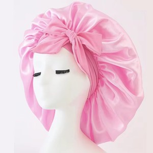 Bonnet <span class=keywords><strong>de</strong></span> couchage populaire <span class=keywords><strong>de</strong></span> couleur unie avec bonnet rond en satin à large bord élastique, bonnet <span class=keywords><strong>de</strong></span> soin des cheveux, bonnet <span class=keywords><strong>de</strong></span> douche - Product Image 3