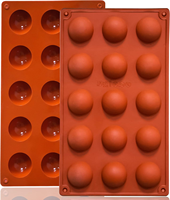 Moules à chocolat en silicone SILIKOLOVE, personnalisables en usine, 15 cavités, forme semi-sphérique, LFGB, antiadhésifs, sans BPA