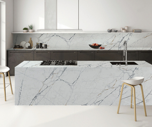 Tmz hiện đại thạch anh đá tấm OEM/ODM thiết kế trắng vàng tĩnh mạch calacatta bàn cho nhà bếp nhà 3D mô hình thiết kế - Product Image 3