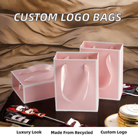 Sac en carton de luxe personnalisé avec votre logo imprimé, petit format, avec poignée, en matériaux recyclés, pour faux ongles, bougies, artisanat et cadeaux