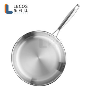 LECOS Vente en gros Poêle à frire en acier inoxydable 304 de haute qualité Batterie de cuisine coréenne à trois plis Sartènes Poêle à induction Poêle à frire - Product Image 2