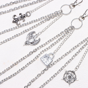 Men's <b>Waist</b> <b>Chain</b> Tibetan Silver Double Ring Eagle Pendant Hip Hop Fashion Body <b>Chain</b> Daily Wear - Product Image 4