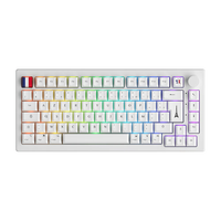 Akko Keyboard Gaming, hitam di Putih 5075B Plus ISO FR zerty nirkabel RGB Mekanikal
