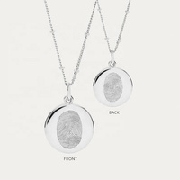 Collier pendentif rond personnalisé en or rose avec empreinte digitale, logo gravé, cadeau pour couple, souvenir
