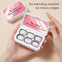Palette de 6 Gels Aurora Pat Pat Effet Crème Iridescent, Vernis Gel Scintillant Sirène, Gel de Tapotage Écologique Portable pour Nail Art