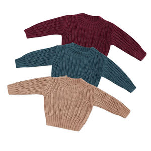 春秋の幼児・子供用チャンキーニットヴィンテージプルオーバー、女の子・男の子用長袖ルーズトップベビーセーター - Product Image 1