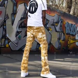 Pantalones Vaqueros de Mezclilla para Hombre, Estilo Urbano, con Estampado Tie-Dye, Desgastados, Rotos, Lavados y Ajustados, NUEVOS de Fábrica - Product Image 5