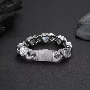 Hip Hop Jewelry 12mm <b>Love</b> 8 Character Cuban Chain Zircon <b>Bracelet</b> Men's <b>Bracelet</b> Tanjing - Product Image 2