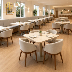 Ensemble de mobilier commercial Ron Group, sièges de banquettes personnalisés, chaise rembourrée en tissu, table carrée en bois massif pour <span class=keywords><strong>restaurant</strong></span> - Product Image 1