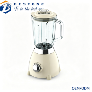 Mixeur domestique vintage en gros, 1,5 L, avec pot en verre et corps en acier inoxydable, pour fruits et glace, avec broyeur en verre en option, pour usage domestique - Product Image 1