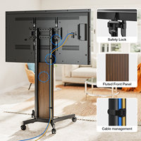 Chariot TV mobile pour téléviseurs de 32 à 70 pouces, roues verrouillables, panneau cannelé, gain de place, montage sans perçage, gestion des câbles, acier