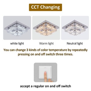 Plafonniers LED pour couloir et chambre à coucher avec cristal K9, 24W, 3 couleurs changeantes, plafonniers modernes encastrés - Product Image 4