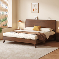 Lit double en bois massif de style nordique pour chambre principale, cadre de lit simple de style minimaliste en bois naturel pour petits appartements, fabriqué en Chine
