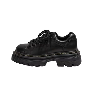 Chaussures en cuir épaisses à lacets, grande taille, nouvelle collection hiver, style britannique pour femmes, bout rond, chaussures rétro simples - Product Image 1