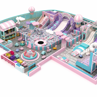 Structure de jeu intérieure pour enfants personnalisée, avec piscine à balles, toboggan, structure d'escalade et manège, thème Rêves, écologique, pour aire de jeux douce