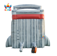 Toboggan aquatique gonflable direct usine avec piscine amovible, design gris marbré, aires de jeux aquatiques pour enfants pour l'été et les loisirs en plein air