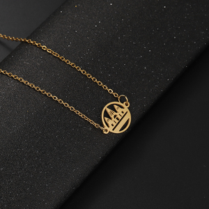 Collier chaîne avec pendentif en acier inoxydable plaqué or 18 carats, motif carte de <span class=keywords><strong>Lalish</strong></span> Yazidi, thème Yazidi - Product Image 4