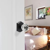 Poignées de porte en verre cristal vintage avec verrouillage d'intimité et base en laiton pour chambre, salle de bain, cuisine