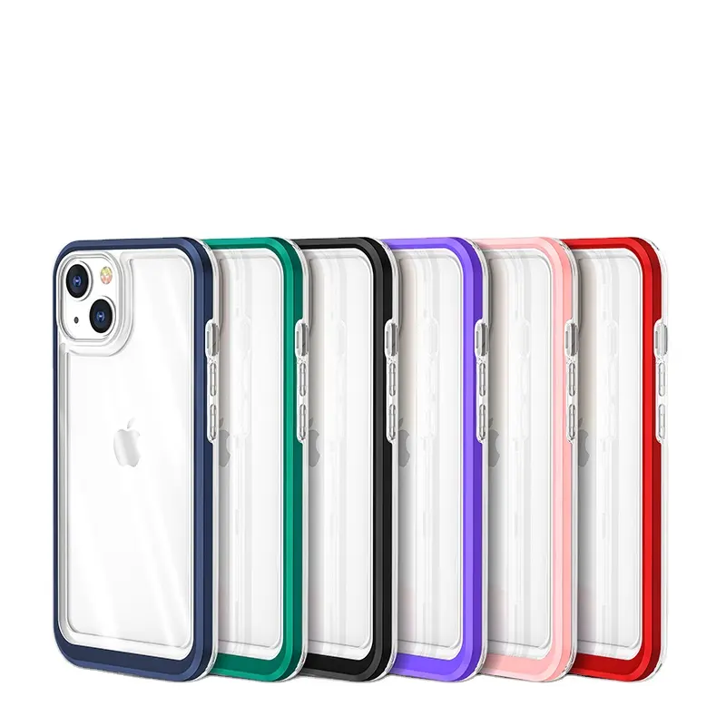 New Aluminum Alloy Metal Frame Transparent PC Back Cover 2 In 1 Smart Phone Case For Iphone 13/Pro