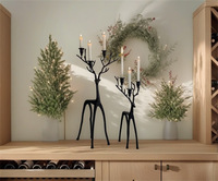 S237 support en métal martelé bougeoirs de pilier de fer bougeoir de cerf de noël pour la décoration de la maison de noël