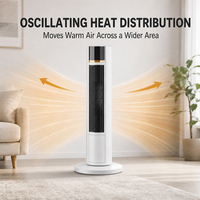 Radiateur tour oscillant blanc mince à large portée pour une distribution de chaleur sur trois niveaux, avec télécommande et minuterie