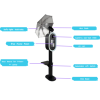 Machine Photobooth Portable, Station Selfie 2-en-1 Compatible avec Appareil Photo, Lumière RVB, Valise de Transport pour Location Événementielle Mariages Fêtes