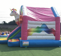 Château gonflable d'extérieur GOLDEN ART BC-452 en PVC, combinaison toboggan et trampoline en forme de licorne, maison de rebondissement 5 en 1, best-seller
