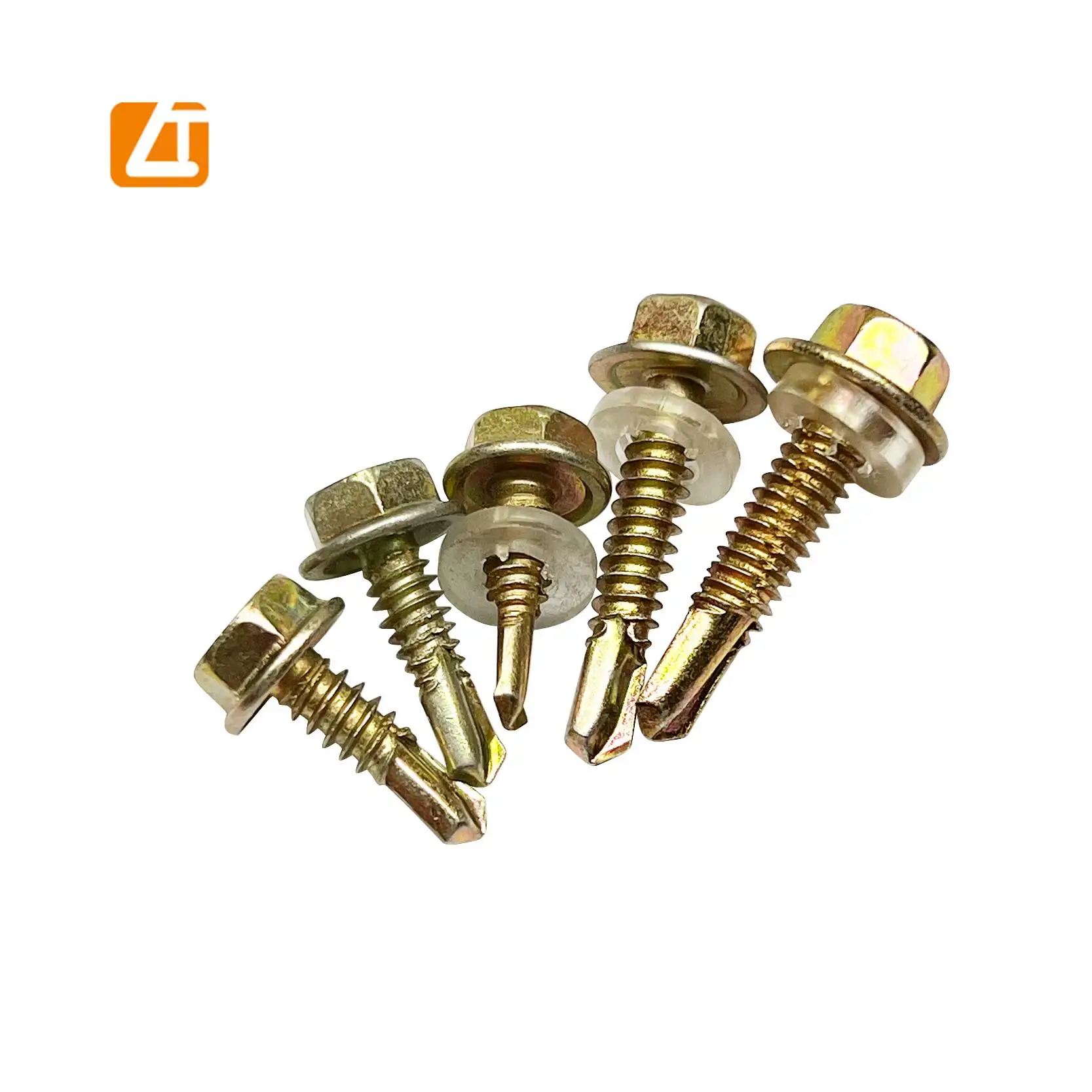 Yellow Zinc Plated Self Drilling Hexagonal Metal Roof Screws With Washer