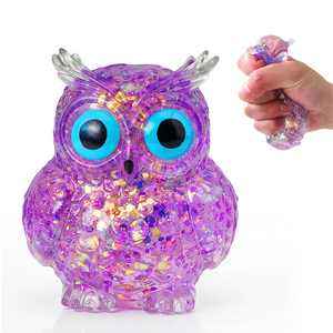 Purple TPR Owl <b>Squeeze</b> Toys Glitter Sensory Stress <b>Balls</b> Anxiety Relief Sugar Squishies <b>Balls</b> Hands Toys for Kids Adults - Product Image 1