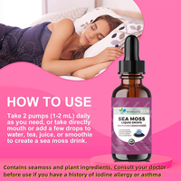 Gouttes liquides de mousse marine à marque privée 60ml OEM ODM Huile de nigelle Racine de bardane Stimulant immunitaire Antioxydant Beauté