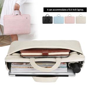 Sacoche pour ordinateur portable en polyester imperméable de couleur unie, grande capacité, légère, avec deux poignées, idéale pour le bureau et les trajets quotidiens - Product Image 5