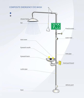 Douche d'urgence et station de lavage des yeux professionnelle sur pied en acier inoxydable 304 robuste et contemporaine pour écoles et laboratoires