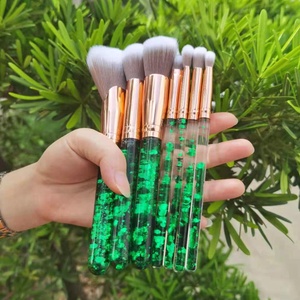 Jessup — pinceaux de <span class=keywords><strong>maquillage</strong></span> personnalisés à paillettes, 7 pièces, en Cristal, paillettes vertes, Kits - Product Image 1