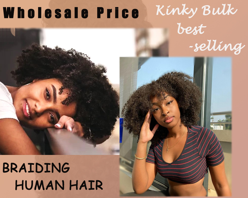 KAMA China Wholesale Natural 4A Grade Bulk Hair Curly Springy Afro Kinky Twist Crochet Extensions Remy Human Hair for Braids Detail Section 1