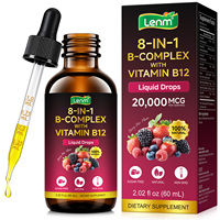 Complément Alimentaire Lenm 60ml 20000mcg Gouttes B-Complex 8-en-1 avec Vitamine B12 pour l'Énergie et le Soutien du Métabolisme