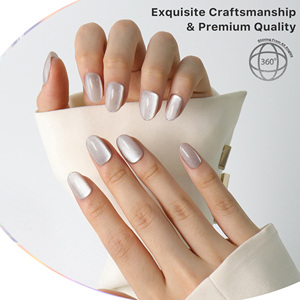 AIERFEI - <span class=keywords><strong>Uñas</strong></span> Postizas de Color Sólido con Diseño de Ojo de Gato, 24 Piezas, Cobertura Total, Reutilizables, Acrílicas, Fáciles de Aplicar, para el Uso Diario de las Mujeres - Product Image 2