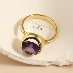 Bague ouverte ajustable pour femme en cuivre plaqué or 18 carats, motif cercle géométrique, minimaliste, de luxe, hypoallergénique, résistante à l'eau et au ternissement - Product Image 5