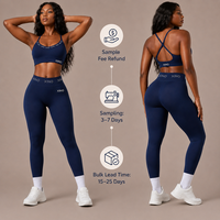 Ensemble de yoga 2 pièces pour femme avec logo personnalisé, soutien-gorge de sport et leggings taille haute, vêtements de sport pour l'entraînement, la remise en forme et la gym