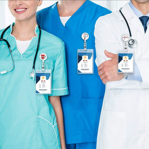 En stock : Porte-clés rétractable en verre cristal rond avec boucle à dégagement rapide et clip dorsal, pour stéthoscope et électrocardiogramme - Product Image 1
