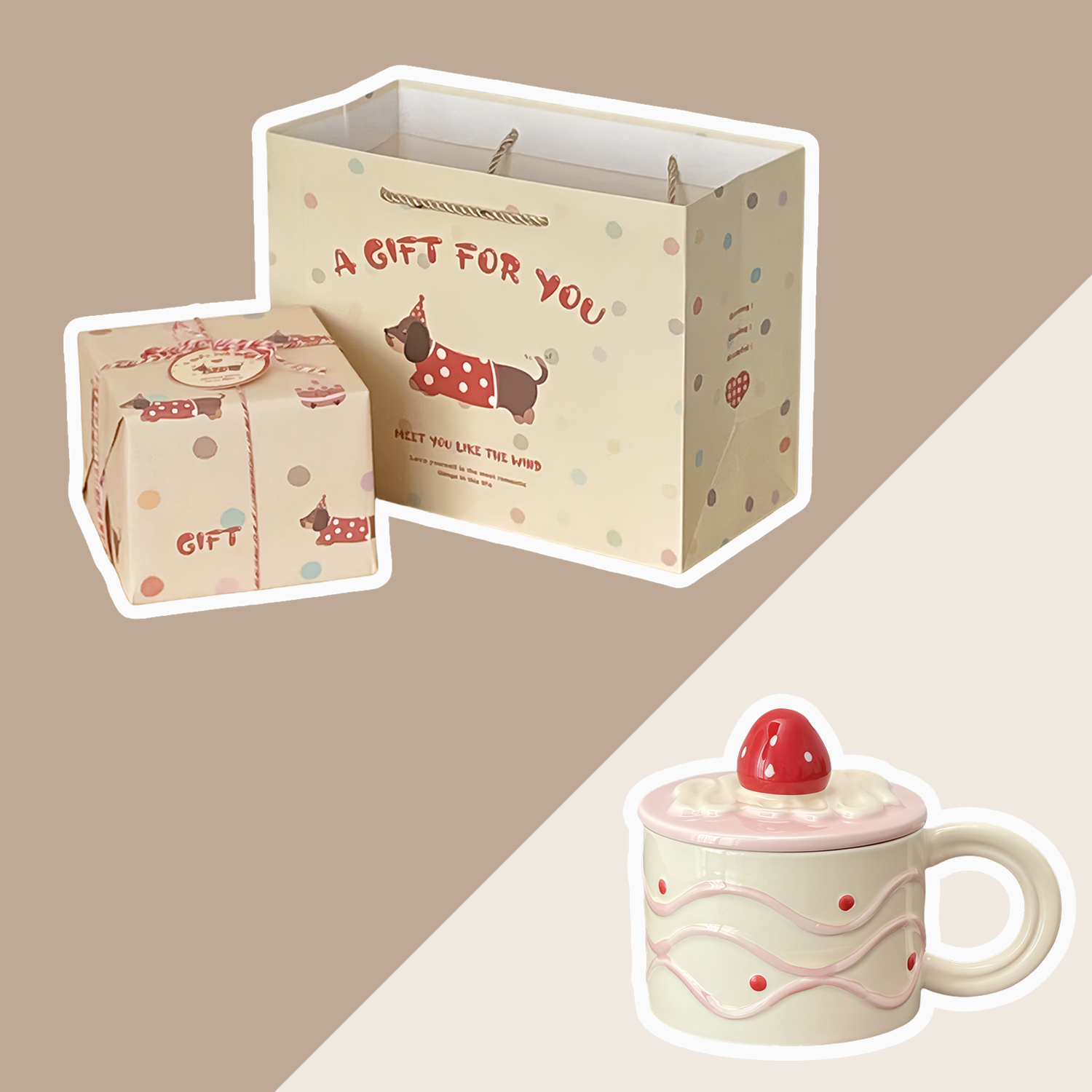 Coffret cadeau blanc + sac cadeau avec cuillère incluse