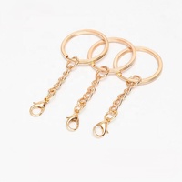 Vente en Gros Anneaux Brisés en Métal Plaqué Or Rose 25mm 30mm avec Chaîne et Fermoir Mousqueton pour Fabrication de Bijoux Porte-clés DIY