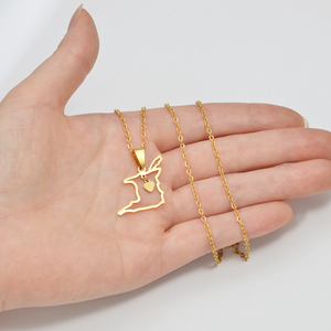 Collana con Ciondolo a Forma di Cuore con Mappa di Trinidad e Tobago, Gioiello Etnico Trendy in Acciaio Inossidabile per Donne - Accessorio di Moda # 365921 - Product Image 2