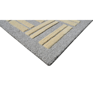 Modern Geometric Bath Rug Rectangle Gray Beige Tufted Cotton Non-Slip Rubber Backing Bathroom Use - Product Image 1