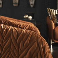 Canapé de luxe moderne en velours texturé effet froissé, idéal pour villas, hôtels, salons et projets de design.